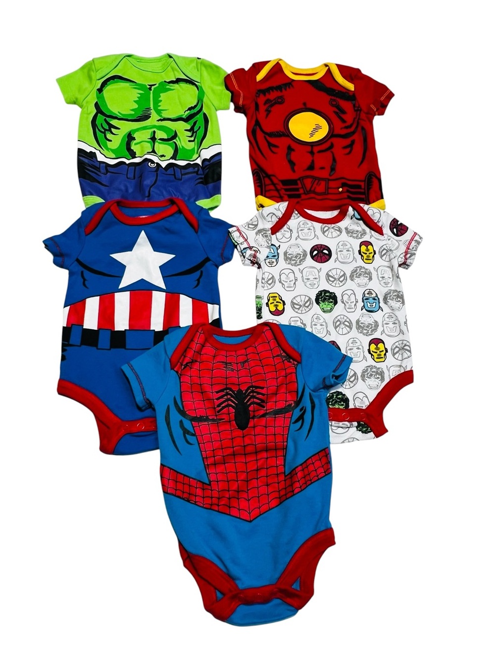 Marvel Superheros Baby 0-3 M Bodysuit Set Blue with Red Trim